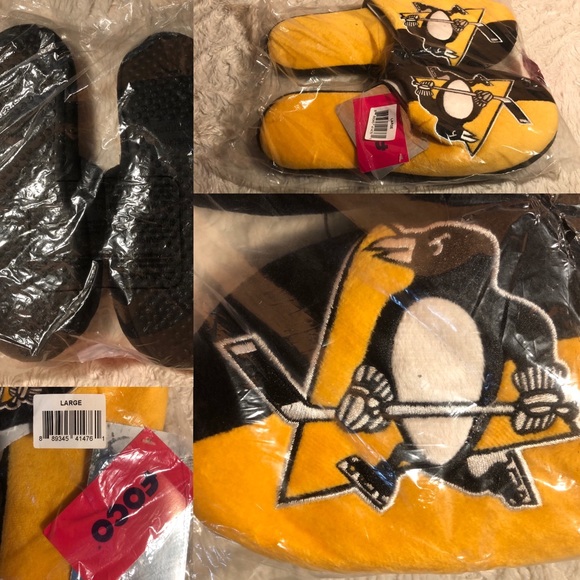 NHL 🏒 Pittsburgh Penguins FOCO Slippers - Picture 1 of 7